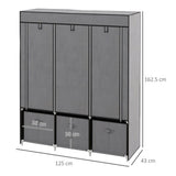 Chester Portable Wardrobe with 2 Hanging Rods, 5 Shelves & 3 Fabric Drawers – Steel Frame Clothes Storage