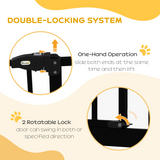 PawHut 74-87cm Adjustable Metal Pet Gate with Auto-Close & Double Lock – Safety Barrier for Doors & Stairs, Black