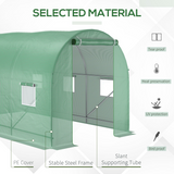 Walk-in Tunnel Greenhouse with 6 Windows & Zipped Roll-up Door – Steel Frame, 11.5 x 6.6 x 6.6ft, Deep Green