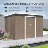 Outsunny 9 x 4ft Metal Garden Storage Shed with Lockable Sliding Double Doors & Vents – Light Grey Wood Grain