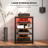 Corner TV Stand with RGB LED Lights & 4 Shelves – Space-Saving Gaming & Media Unit, Chestnut Brown