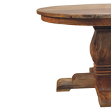 Artisan Furniture Valentina Solid Wood Round Dining Table with Sculpted Pedestal Base – Beige