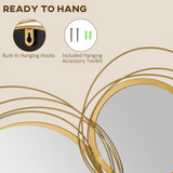 Decorative Round Wall Mirror with Gold Metal Frame, 107cm – Oxidation-Resistant Glass, Living Room & Bedroom