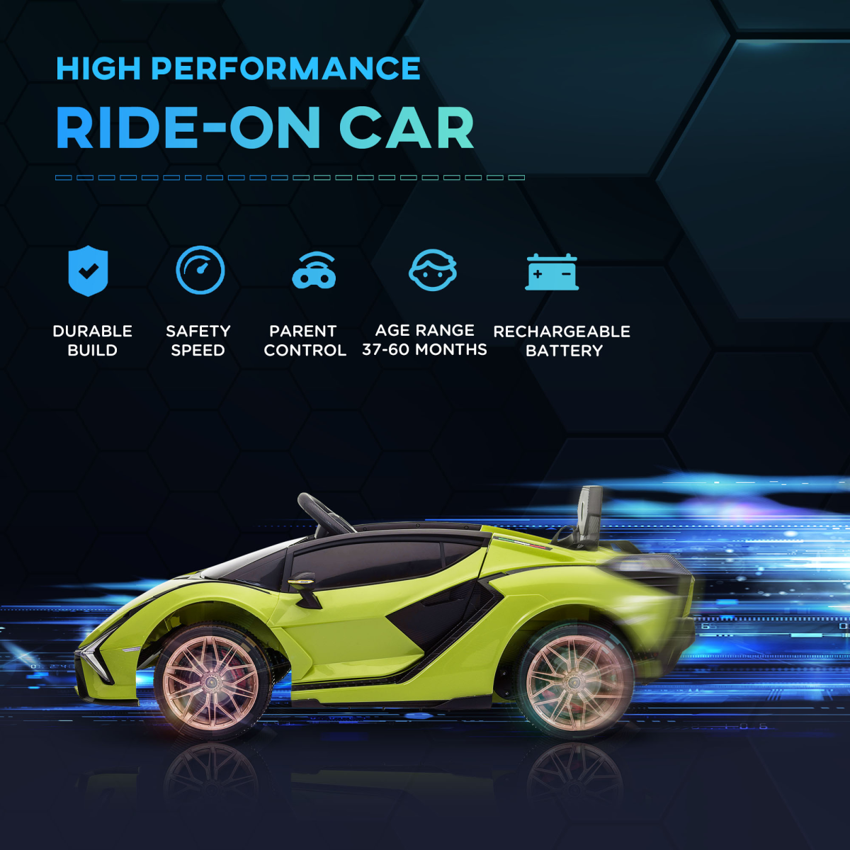HOMCOM Lamborghini SIAN 12V Kids Electric Ride-On Car with Remote Control – Officially Licensed, Dual Motor