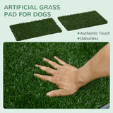PawHut Dog Toilet with 2 Artificial Grass Pads – Indoor and Outdoor Potty Training Tray, 67 x 41cm, Green
