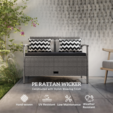 Outsunny 160L Rattan Garden Storage Bench with Cushioned Seat & Pillow Back – 2-in-1 Outdoor Seating, Grey