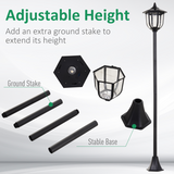 Outsunny 1.77m Free-Standing Solar LED Lamp Post with Six LEDs & IP44 Rating – Garden Light, Black