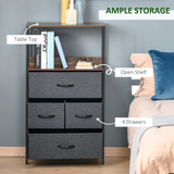 4 Drawer Storage Chest Unit with Top Shelves and Metal Frame – Living Room and Bedroom Storage, Black