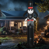 HOMCOM 10ft Inflatable Halloween Skinny Ghost with Tall Hat – Blow-Up Outdoor LED Display