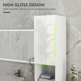 kleankin High Gloss Tall Bathroom Storage Cabinet with Two Cupboards and Adjustable Shelves, White
