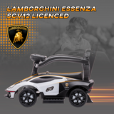 HOMCOM Lamborghini Essenza SCV12 2-in-1 Baby Ride-On Push Car with Horn & Storage – Toddler Push Along, White