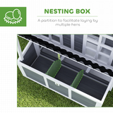 PawHut Wooden Chicken Coop with Nesting Box & Pull-Out Tray for 4-6 Chickens, 100 x 86 x 100cm, Light Grey