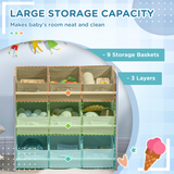 ZONEKIZ Storage Unit with 9 Removable Storage Baskets for Nursery Playroom – Grey