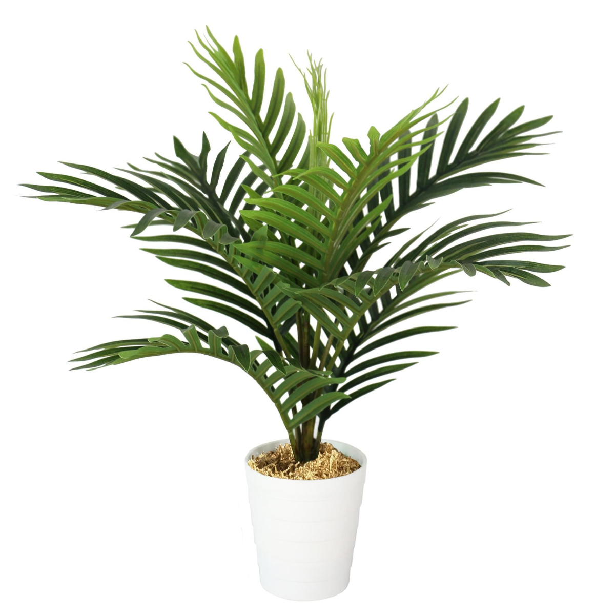 Leaf Pack of 6 Artificial Mini Palm Trees, 50cm – Realistic Potted Faux Plants for Desks & Shelves