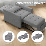 HOMCOM Convertible Tufted Single Chair Bed – Button-Tufted Padded Seating for Guest Rooms and Studios, Grey