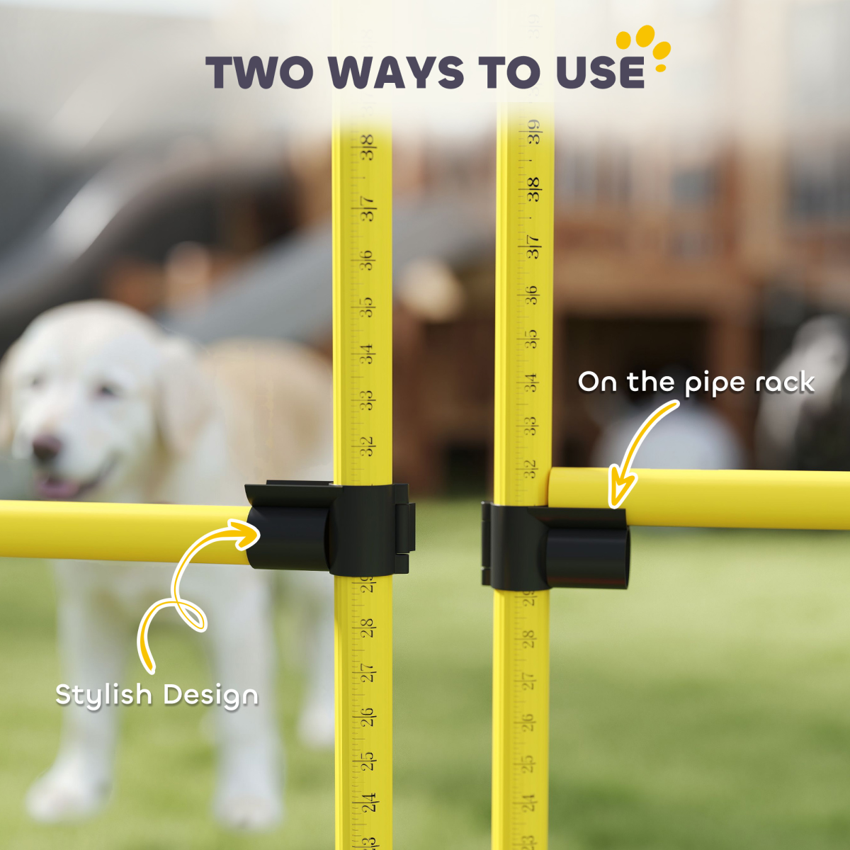 PawHut 4 Piece Dog Agility Hurdles with Height-Adjustable Poles, Fillable Bases & Carry Bag – Jump Training Equipment