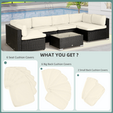 Outsunny Replacement Cushion Covers for Outdoor Rattan Furniture – Zip Fastening Polyester, Beige