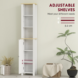 kleankin Slim Bathroom Storage Unit with Open Compartment and Adjustable Shelf – Narrow Cabinet, White
