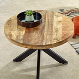 Indian Hub Surrey Solid Mango Wood Coffee Table with Metal Spider Legs – Handmade Industrial Style
