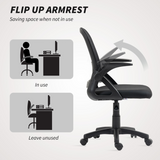 Breathable Mesh Office Chair with Flip-Up Arms & Curved Foam Back – Home Office Desk Chair, Black