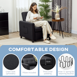 HOMCOM Folding Sleeper Chair Bed with Pillow & Side Pockets – Space-Saving Guest Bed, Black