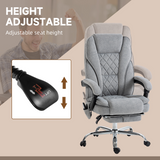Heated Massage Office Chair with Footrest & Remote – 6-Point Vibration, Lumbar Heat, Grey Velvet