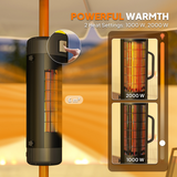 Outsunny Electric Parasol-Mounted Patio Heater, 2 Heat Settings up to 2000 W – IP44 Outdoor Heater, Black