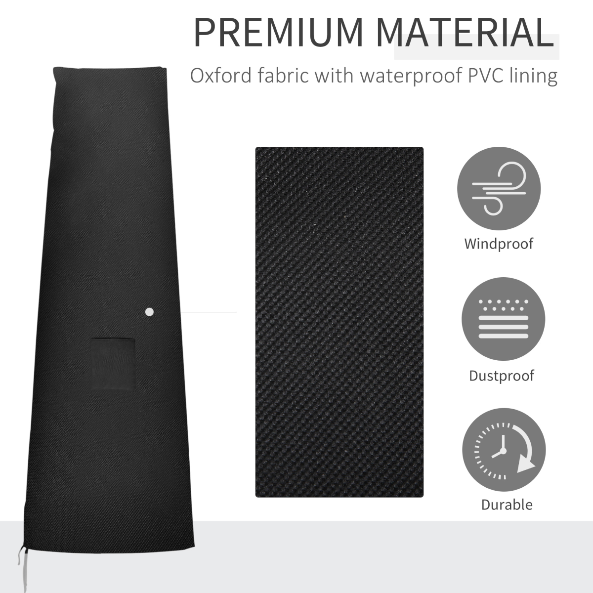 Outsunny Waterproof Parasol Cover with Cord Locks, 200cm – Weatherproof Cantilever Garden Umbrella Protector