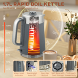 Kettle and 4-Slice Toaster Set with 1.7L 3000W Fast Boil Kettle & 7 Browning Levels – Ridged Design, Grey