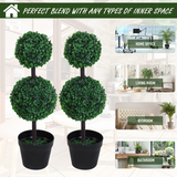 Artificial Double Boxwood Ball Topiary Trees – Set of 2, Green
