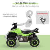 HOMCOM 4-Wheel Toddler Ride-On Quad Car with Music & Lights – No-Pedal Foot-to-Floor Walking Car