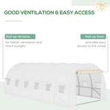 Outsunny 6 x 3 x 2m Replacement Cover for Tunnel Greenhouse – Zipped Roll-Up Door and 12 Windows, White