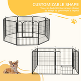 Pawhut 8-Panel Metal Pet Playpen for Dogs and Puppies – Folding Indoor and Outdoor Run Fence with Lockable Door