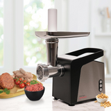 KitchenPerfected 1400W Meat Grinder with 3 Cutting Discs & Sausage Piping – Stainless Steel Cabinet