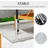 Outsunny 25kg Marble Umbrella Base with Wheels & Handle – Stabilising Parasol Stand, Hemp Grey