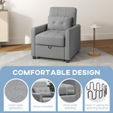 HOMCOM Pull-Out Sleeper Chair Bed with Pillow & Side Pockets – Single Guest Bed, Padded Upholstery, Light Grey
