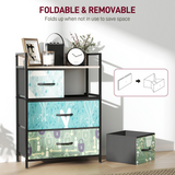 4-Drawer Storage Cabinet with Patterned Drawer Fronts – Decorative Storage for Living Room & Hallway