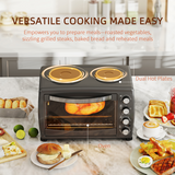 HOMCOM 36L Countertop Toaster Oven with 2 Hot Plates – Grill, Roast & Bake, Mini Kitchen Cooker