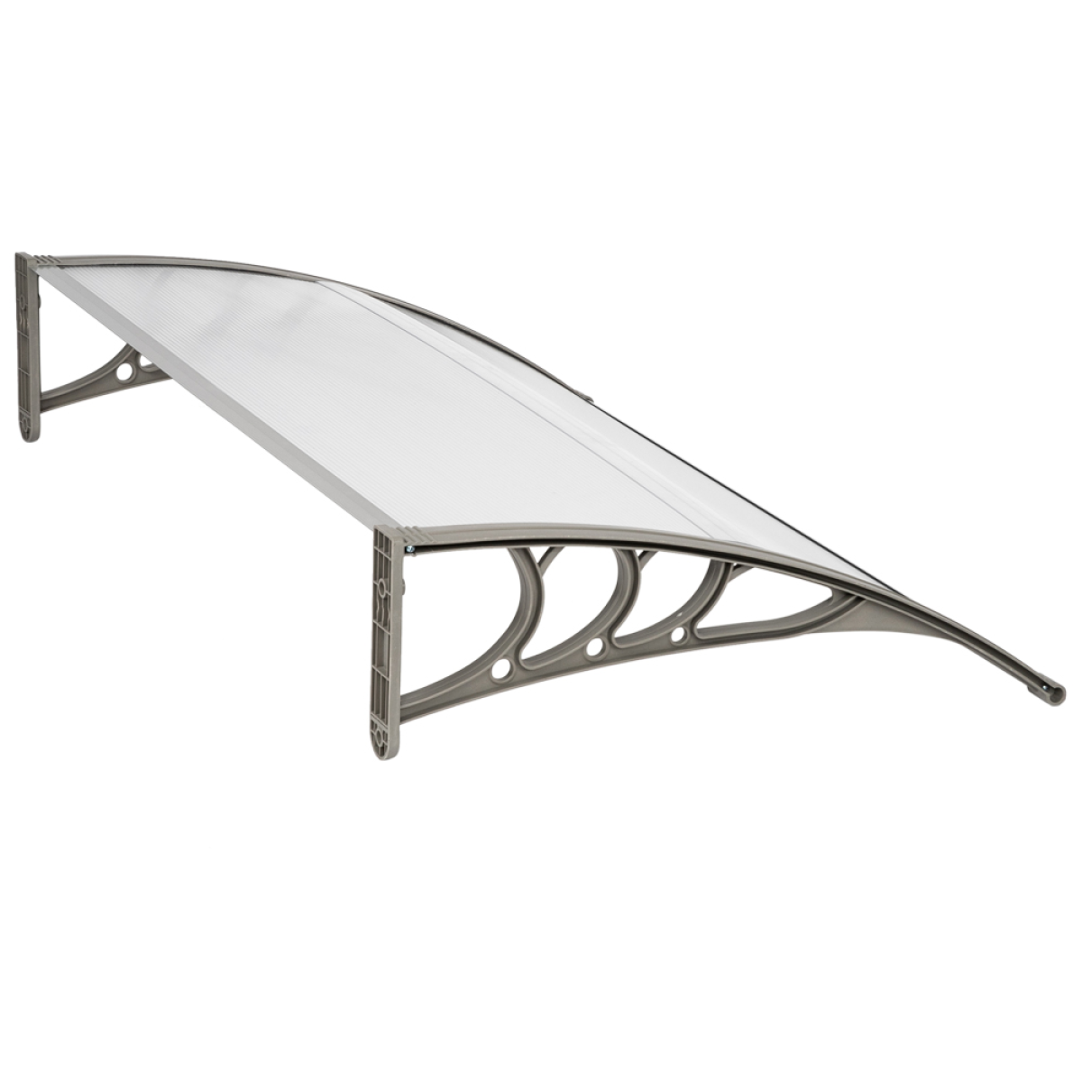 Door and Window Rain Cover Eaves Canopy, 120 x 80cm – Polycarbonate Hollow Sheet, ABS Brackets, White and Grey