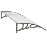 Door and Window Rain Cover Eaves Canopy, 120 x 80cm – Polycarbonate Hollow Sheet, ABS Brackets, White and Grey
