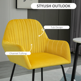 HOMCOM Modern Accent Chair with Velvet-Feel Upholstery and Metal Base – Living Room Lounge Armchair, Yellow