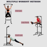 HOMCOM Power Tower Dip Station with Pull Up Bar, 5 Height Levels – Freestanding Home Gym Push Up Equipment