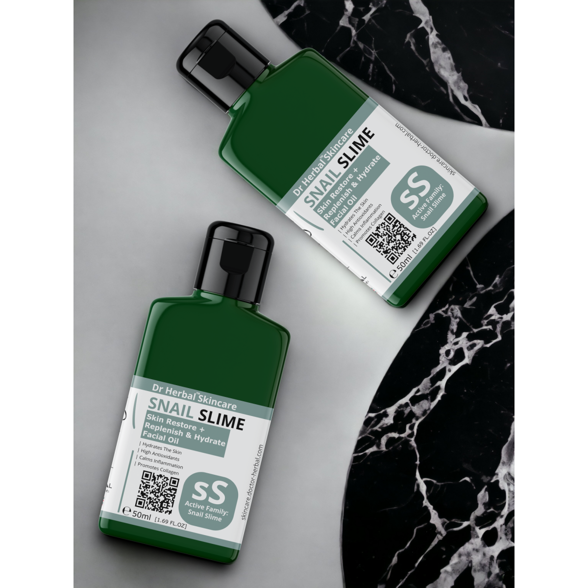 DR HERBAL Facial Oil 50ml with Snail Slime, Marine Extracts and Vitamin E – Glow and Smoothness