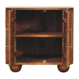Artisan Furniture Solid Wood Solis Fluted Mini Sideboard with 2 Soft-Close Doors – Amber Oak, Beige