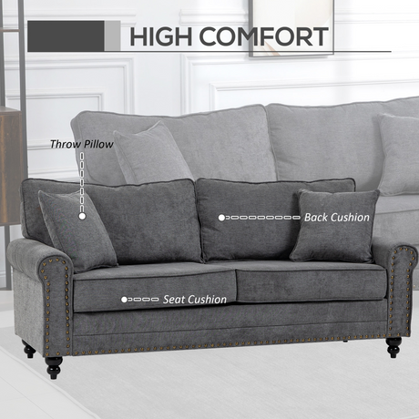 Loveseat with two throw pillows