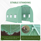 Walk-in Tunnel Greenhouse with 6 Windows & Zipped Roll-up Door – Steel Frame, 14.6 x 6.2 x 6.6ft, Deep Green