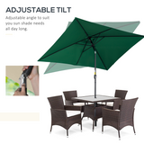 Outsunny 3x2m Patio Parasol with Tilt & Crank Handle, 6 Ribs, UV-Resistant Canopy – Garden Sun Shade, Green