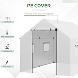 Outsunny 2 x 3m Tunnel Greenhouse with UV PE Cover, Wide Roll-Up Door & Windows – Steel Frame, White