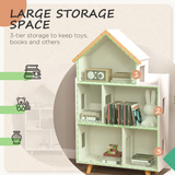 ZONEKIZ 3 Tier Kids Toy Storage Shelf with 6 Cubbies and Solid Wood Feet for Playroom or Bedroom, White