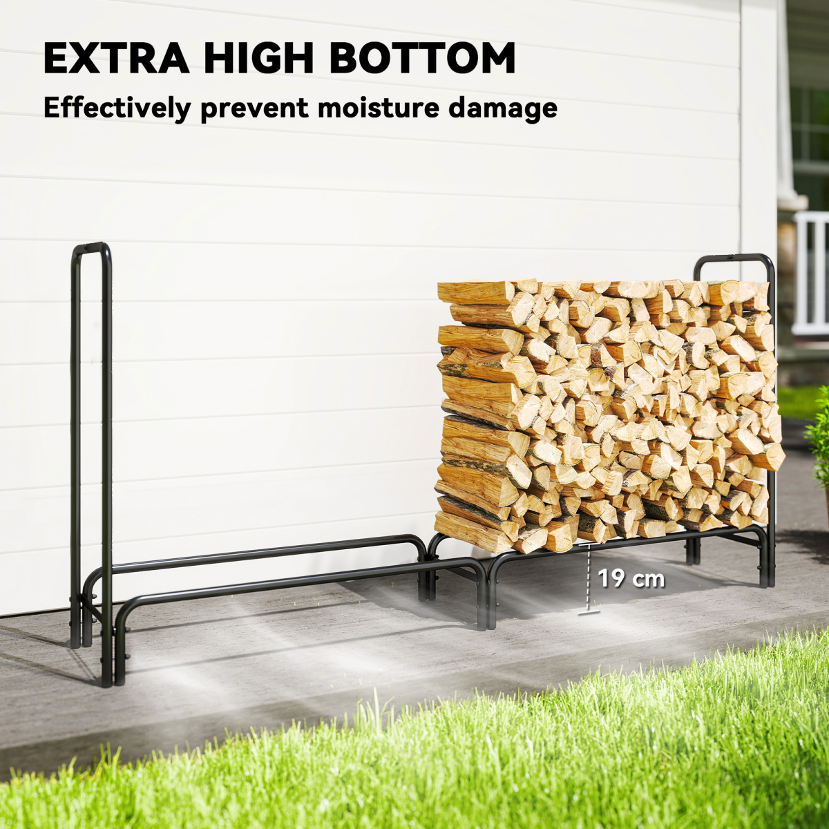 Outsunny Metal Firewood Rack with PE Cover, 0.6m³ Capacity – Outdoor Log Store, Dark Green